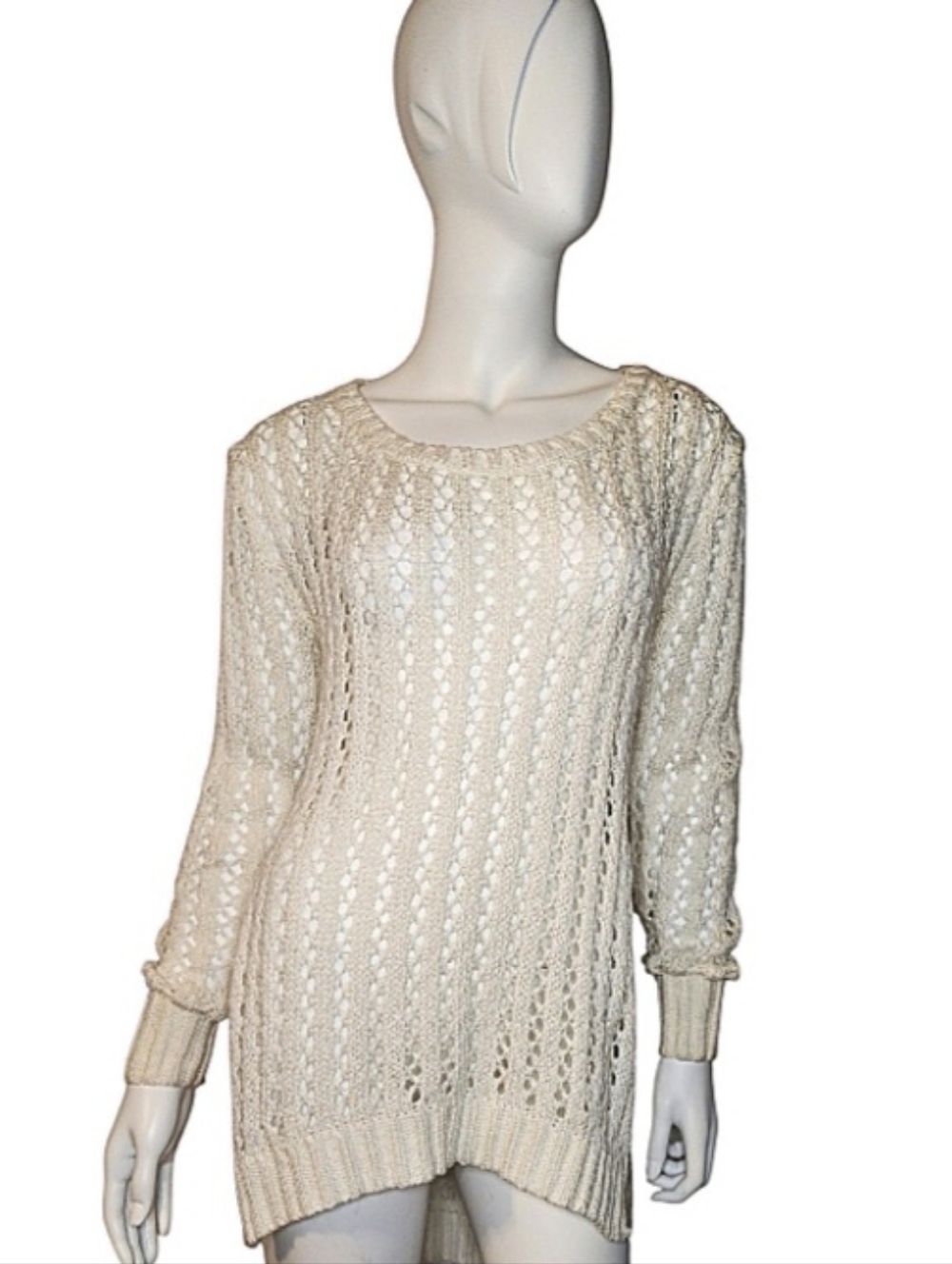 Women's Poof! See Through Sweater with Side Slits Size M